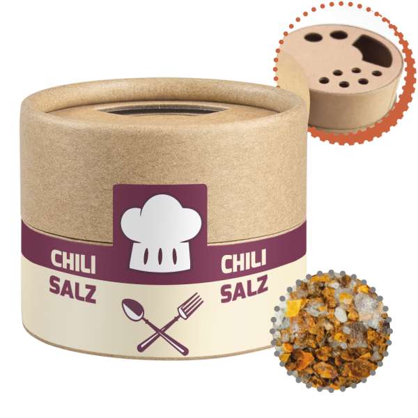Gewürzmischung Chili-Salz, ca. 30g, Kraftpapierstreuer Mini