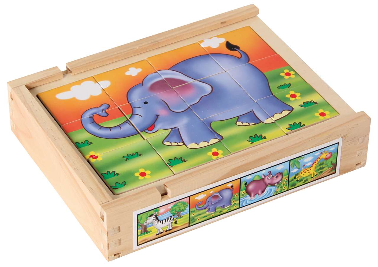 Magnetpuzzle-Set (4) Wildtiere in Holzbox