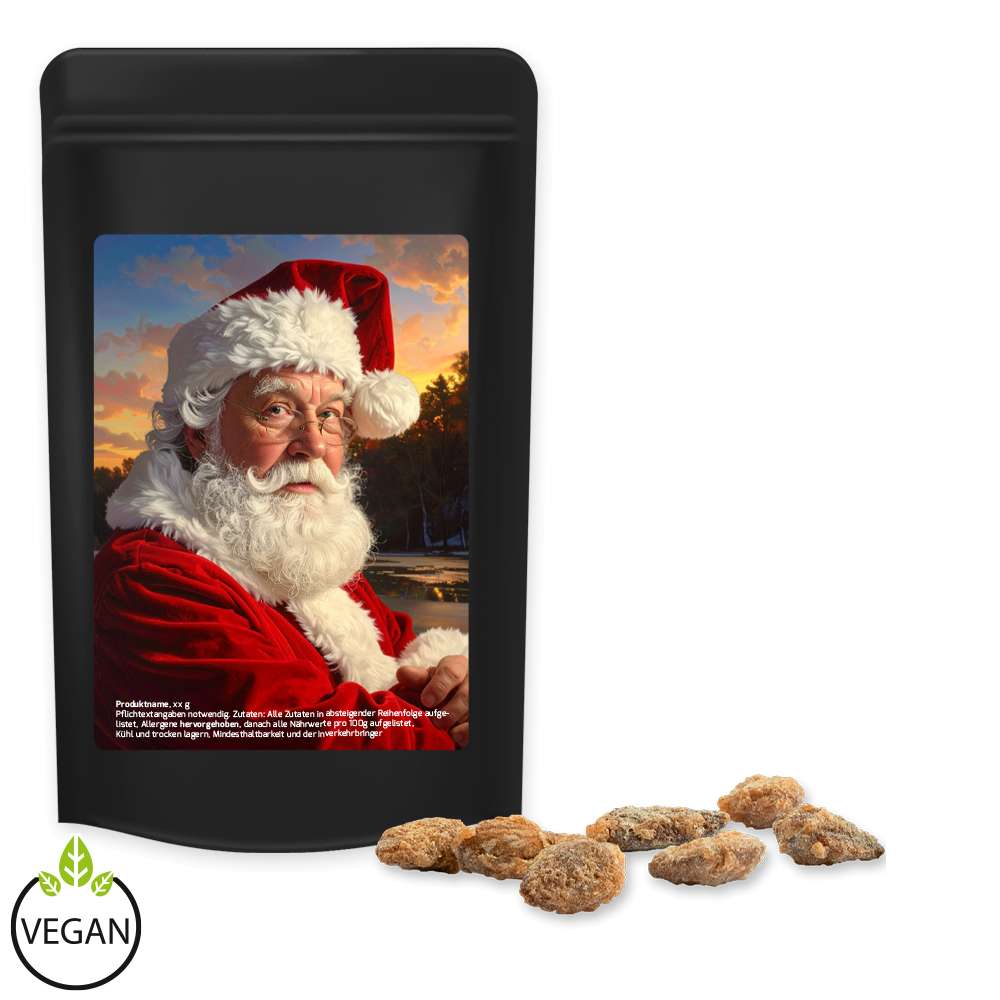 Feuergebrannte Mandeln ohne Zuckerzusatz, ca. 80g, Standbeutel Midi schwarz