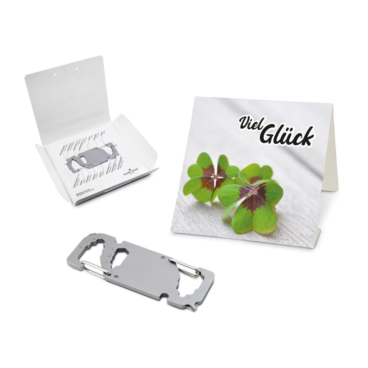 Geschenkartikel: ROMINOX® Key Tool Funktionen) im Motiv-Mäppchen Viel Glück