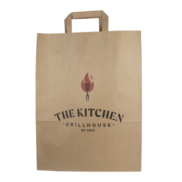 Papier Tragetaschen mit flach gefalteter Griff