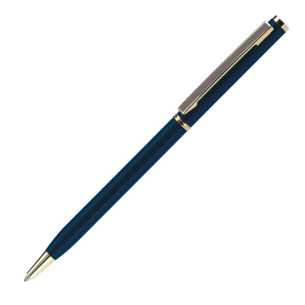 Metallkugelschreiber Slim mit Gold Applikation