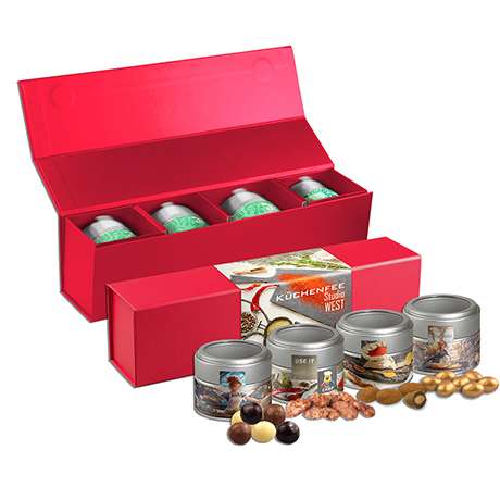 Knusper Weihnachts-Geschenkset Premium, ca. 225g, Geschenk-Set Premium rot mit Magnetverschluss und