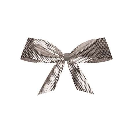 Deko, ca. 1g, Schleife silber klein mit goldenem Clip