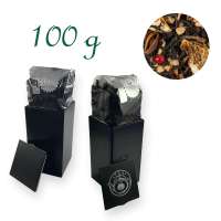 Quadratische Stülpdeckeldose, schwarz, Weißblech, Inhalt 100 g