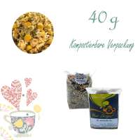 Kompostierbarer Zellglas-Beutel, Geprägtes Verschluss-Siegel aus Zuckerrohrpapier. Komplett abbaubar. Inhalt 40 g