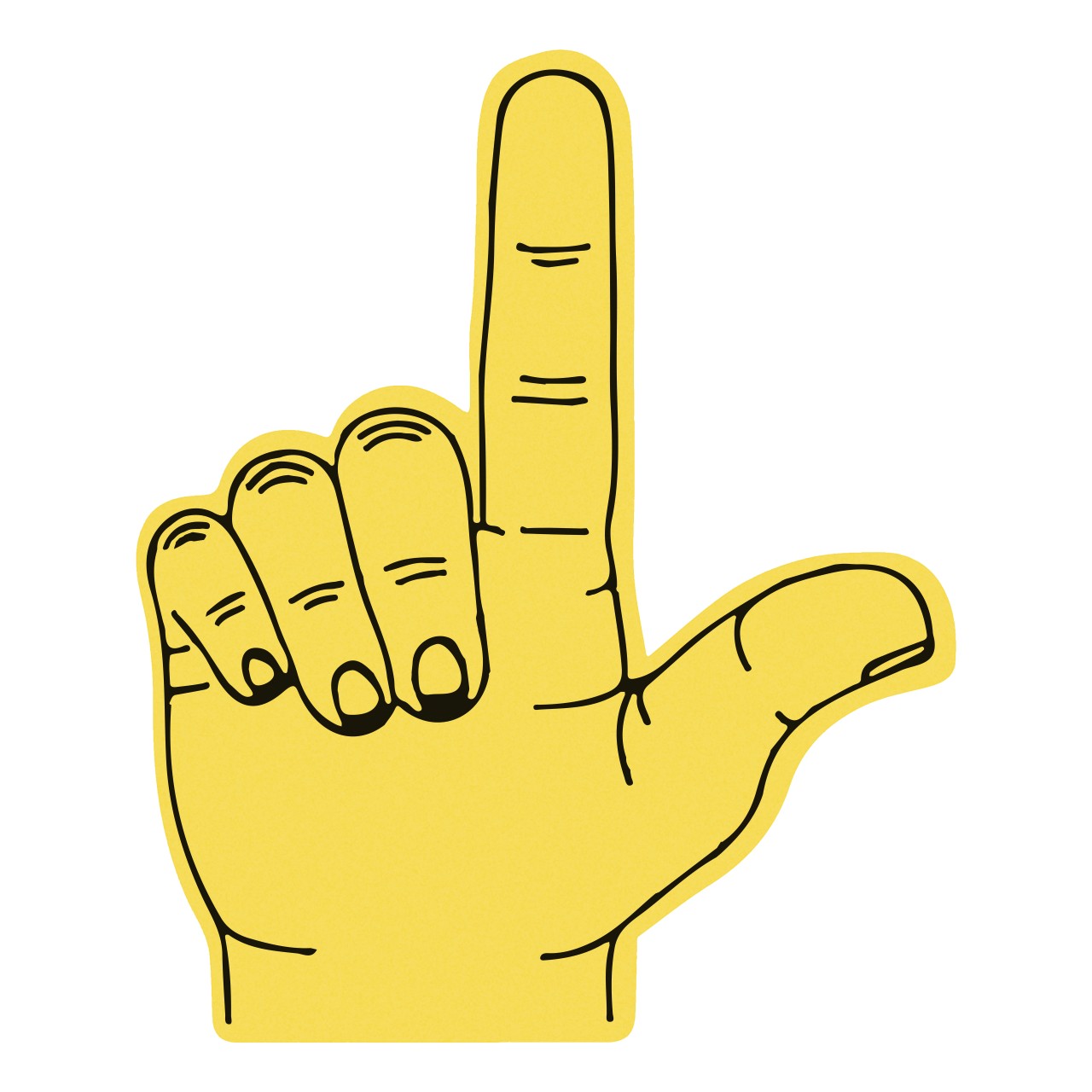 Winkehand aus Schaumstoff ACHTUNG