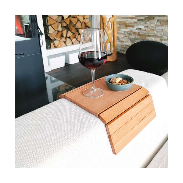 Sofa Butler, Tablett für Armlehnen, flexibel, Unterseite Filz, geöltes Holz 28 cm