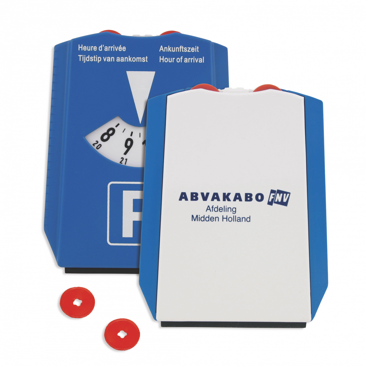 Parkscheibe mit Eiskratzer und Einkaufswagenmünzen