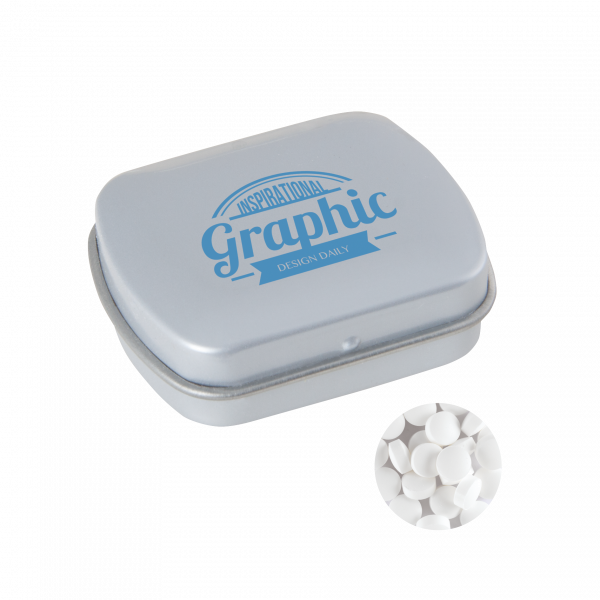 Kleine Blechdose mit ca. 10 gr. extra strong Minties `Triangle`