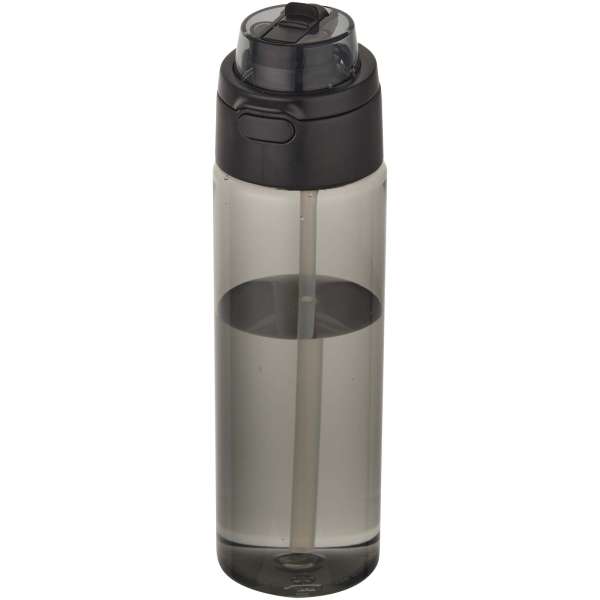 Theron 700 ml RCS-Wasserflasche aus recyceltem Kunststoff mit Multifunktionsdeckel und Klappstrohhal