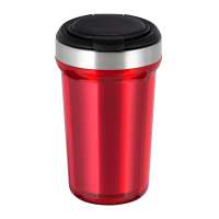 Innenbecher silber, Deckel schwarz, Tasse rot