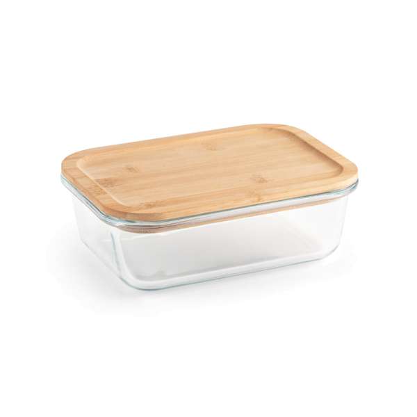 PORTOBELLO Lunchbox Hermetische Dose aus Borosilikatglas und Bambusdeckel 1000 mL