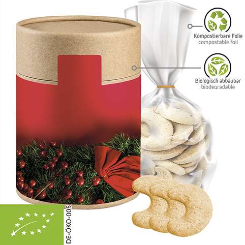 Bio Vanillekipferl, ca. 100g, Beutel in Kraftpapierdose Maxi