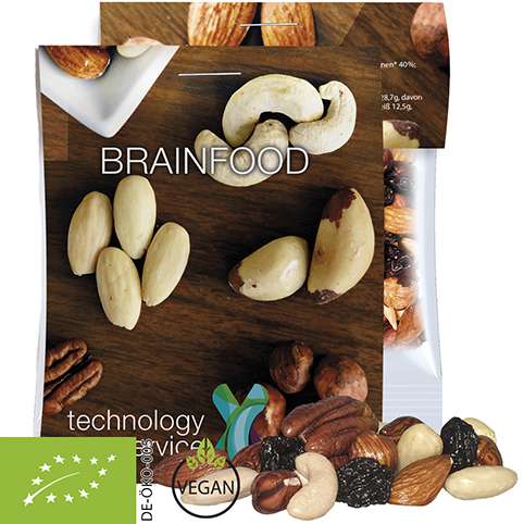 Bio Studentenfutter, ca. 15g, Express Midi-Tüte mit Werbereiter