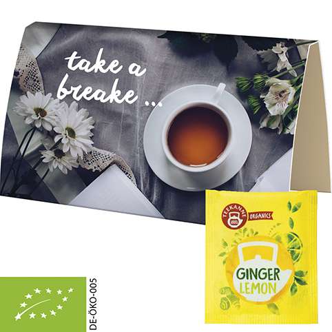 Bio Beuteltee Ginger Lemon, ca. 1,8g, Werbekarte A6 gefaltet
