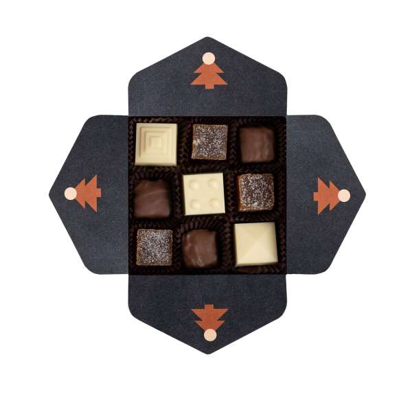 SCHOKOLADENSCHACHTEL FRUCHTMOSAIK 9 STÜCK