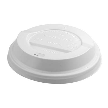 Verpackung, ca. 1g, Kompostierbare Deckel für Becher weiß 90mm