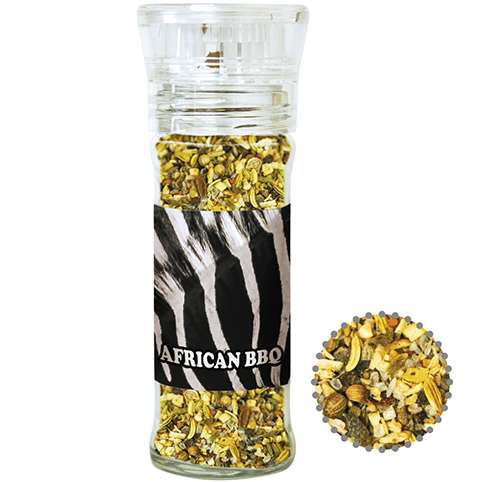 Gewürzmischung African BBQ, ca. 45g, transparente Gewürzmühle