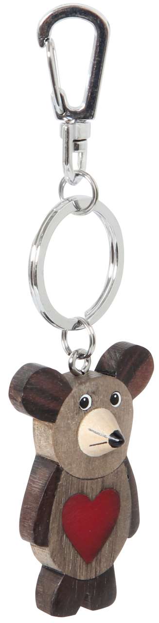 Schlüsselanhänger Holz mit Herz-Einsatz, sortiert