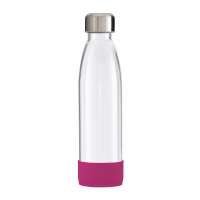 Flasche transparent, Hülle magenta