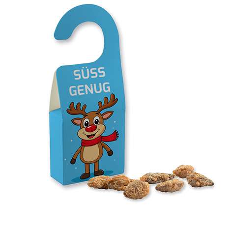 Feuergebrannte Mandeln ohne Zuckerzusatz (vegan), ca. 15g, Türhänger Box