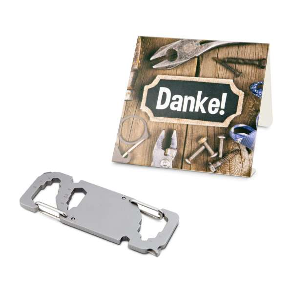 Geschenkartikel: ROMINOX® Key Tool Funktionen) im Motiv-Mäppchen Danke