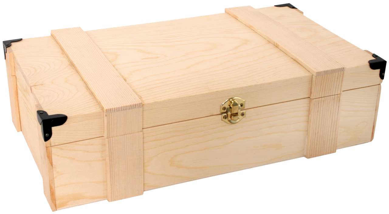 Weinbox mit Beschlägen für 2 Flaschen