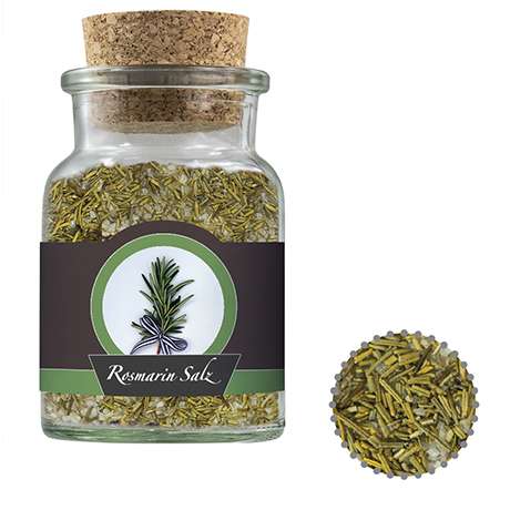 Gewürzmischung Rosmarin-Salz, ca. 90g, Korkenglas