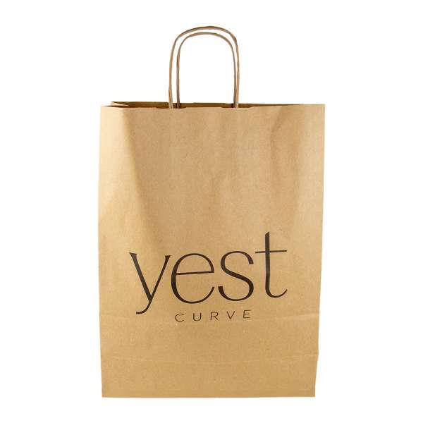 Papier Tragetaschen mit flach gefalteter Griff