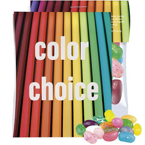 Jelly Beans süß-Mix, ca. 15g, Express Midi-Tüte mit Werbereiter