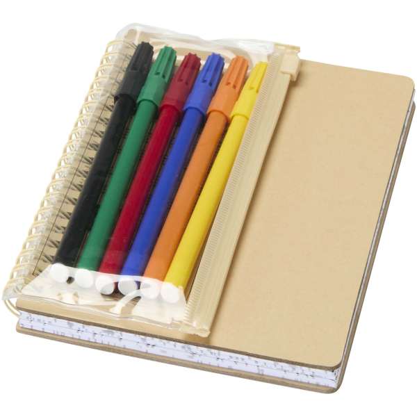 Squiggle B6 Notizbuch mit festem Einband und Marker-Set