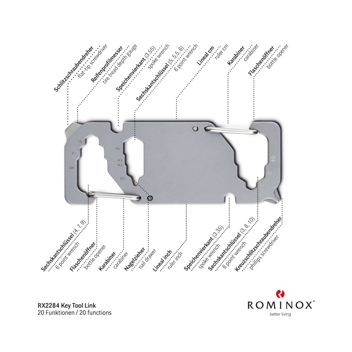 # Rominox Key Tool Link 13 Funktionen ALKO Werbeartikel Schlüsselanhänger 