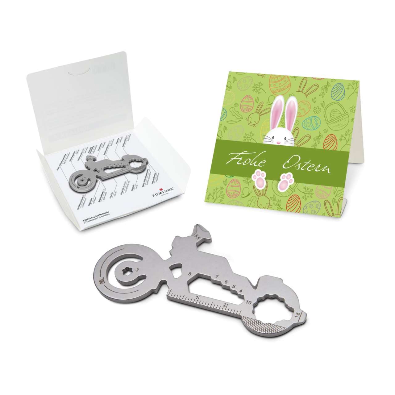 Geschenkartikel: ROMINOX® Key Tool Funktionen) im Motiv-Mäppchen Osterhase