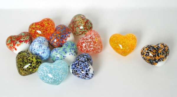 Glas-Herzen gesprenkelt, 12-tlg.