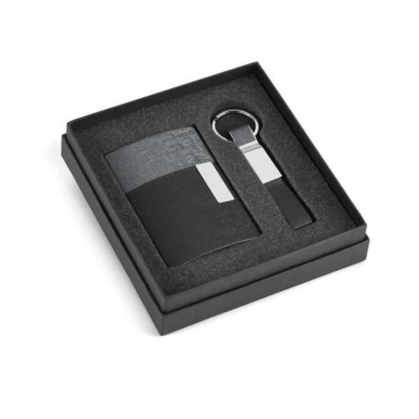 TRAVOLTA Karten- und Schlüsselanhängerset aus Metall und PU