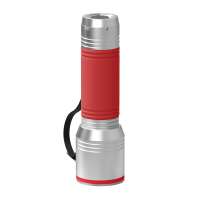 Taschenlampe silber, Ring rot, Hülle rot