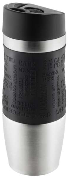 Metmaxx® Thermobecher "CremaEleganza" silber, Manschette schwarz