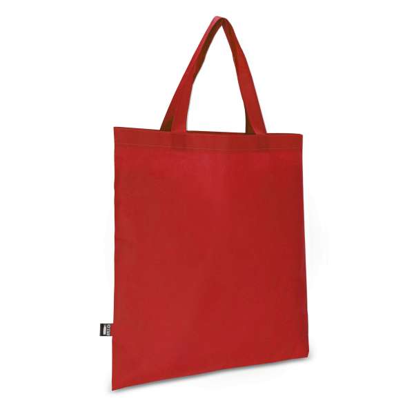 R-PET Tragetasche aus Non Woven mit kurzen Griffen 38 x 42cm 75g / m²