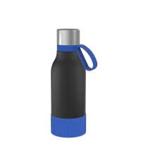 Flasche schwarz, Ring blau, Hülle blau