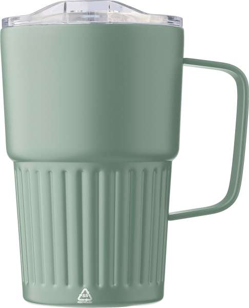 Recycelter Edelstahl-Reisebecher mit doppelter Wand (450 ml) von Calo