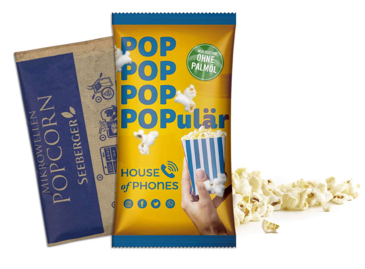 Mikrowellen-Popcorn im Werbetütchen