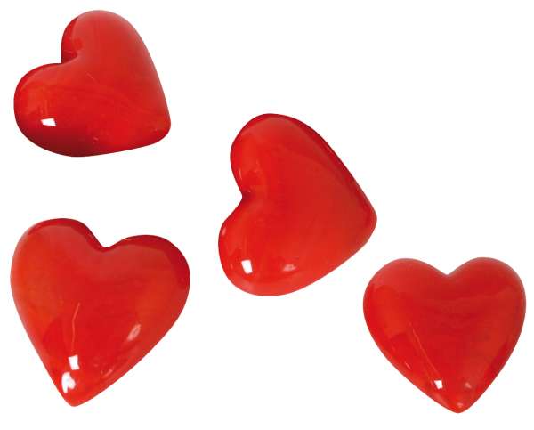 Glas-Herzen rot, 12-tlg.