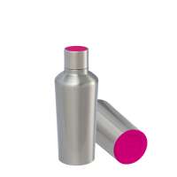 Flasche silber, Deckel magenta, Boden magenta