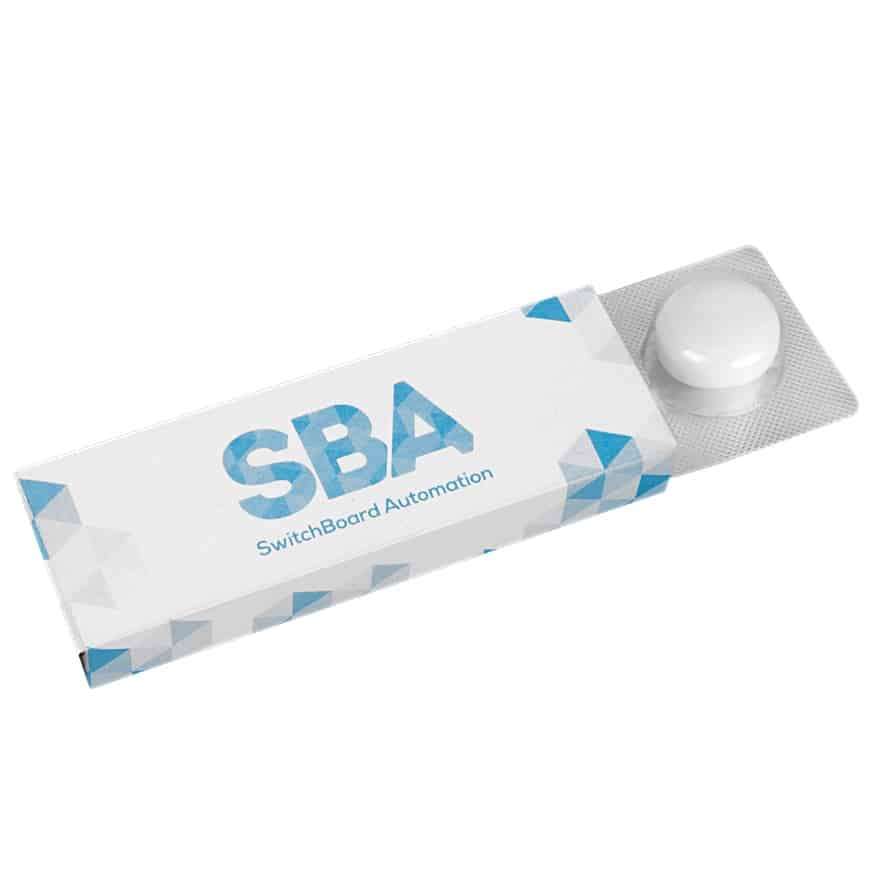 Kaubonbons im Blister mit Schuber 4 Stück