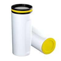 Becher weiß, Ring gelb, Boden gelb