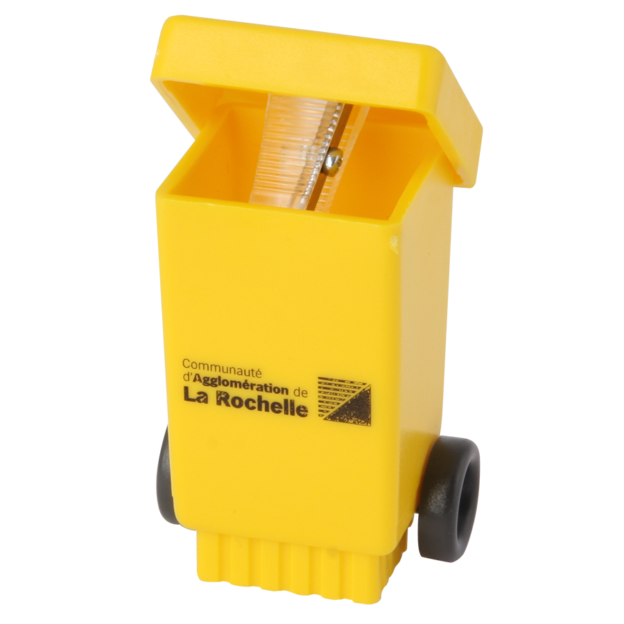 Bleistiftspitzer Mülltonne mit Rädern