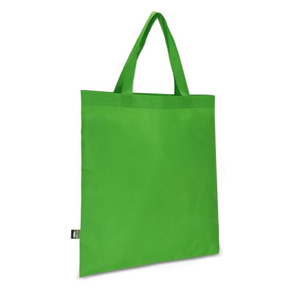 R-PET Tragetasche aus Non Woven mit kurzen Griffen 38 x 42cm 75g / m²