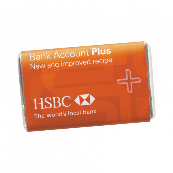 Schokotäfelchen 10,5 gr. (Milch) Barry Callebaut 4-c Druck auf Wickel