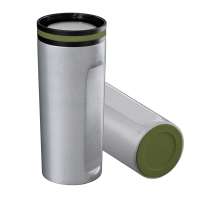 Becher silber, Ring olivgrün, Boden olivgrün